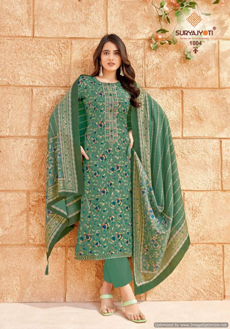 Priyanka Vol 1 By Suryajyoti Embroidery Work Printed Dress Material Wholesale Market In Surat
